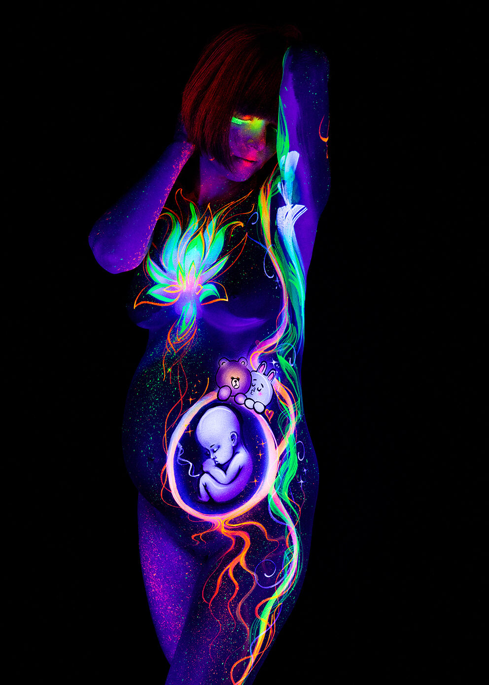 Bodypainting frau ganzkoerper fotoshooting rostock body painting bilder schwarzlicht 051