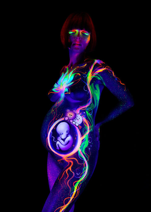 Bodypainting frau ganzkoerper fotoshooting rostock body painting bilder schwarzlicht 049