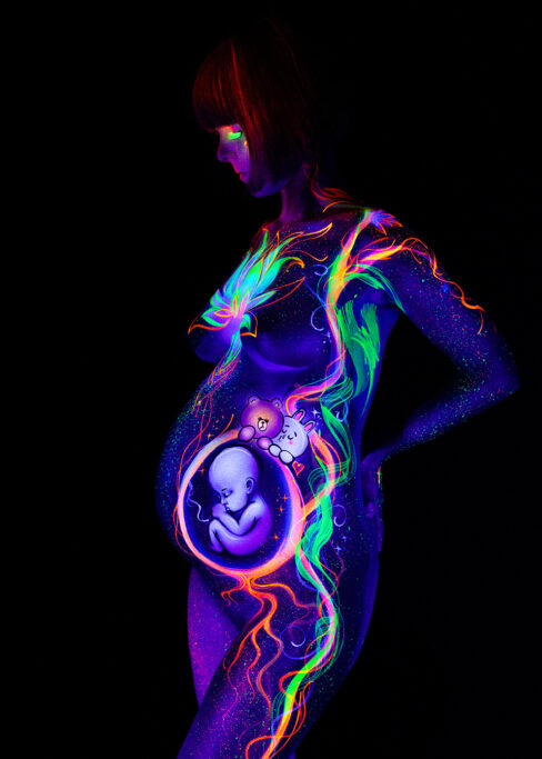 Bodypainting frau ganzkoerper fotoshooting rostock body painting bilder schwarzlicht 050